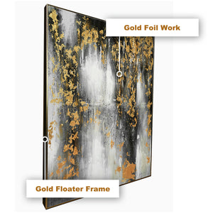 The Black and Gold Nile River Delta Abstract 100% Hand Painted Wall Painting