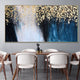 Diego Fluent Blue & Gold Hand painted Wall Painting (With Outer Floater Frame)