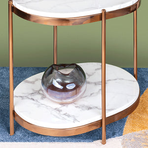 Brooklyn Two Tier Oval Accent Side Table - ROSE GOLD (Stainless Steel )