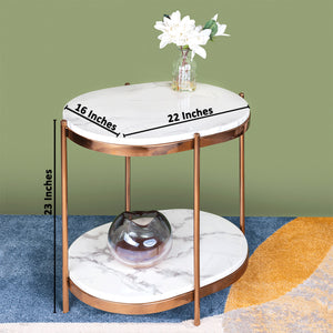 Brooklyn Two Tier Oval Accent Side Table - ROSE GOLD (Stainless Steel )