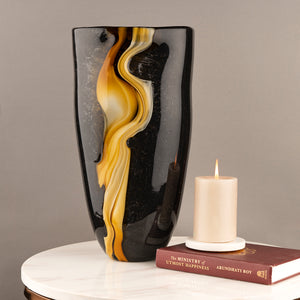 The Black and Gold Nile Handblown Decorative Vase