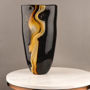 The Black and Gold Nile Handblown Decorative Vase