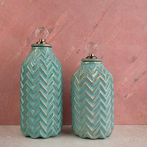 Charismatic Chevron Ceramic Decorative Vase - Set of 2