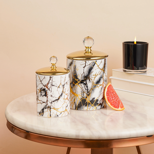 Floral Marble Effect Storage & Decorative Jar
