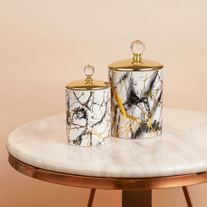 Floral Marble Effect Storage & Decorative Jar