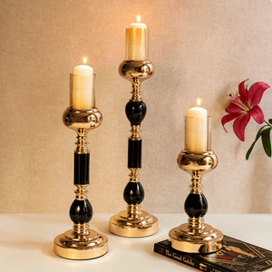Fulgor Gold & Black Candle Stand Set
