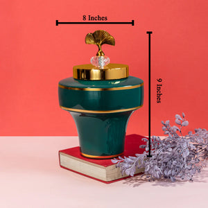 Emerald Elegance Decorative Ceramic Vase - Small