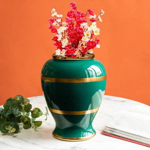 Emerald Sunburst Decorative Ceramic Vases - W/L