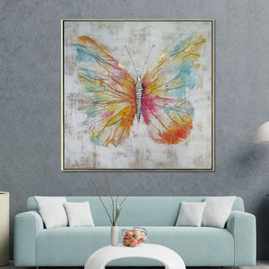 Float like a Butterfly 100% Hand Painted Wall Painting with Metal Work