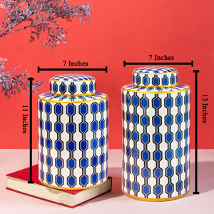 Geometry of Love Decorative Ceramic Vase - Pair