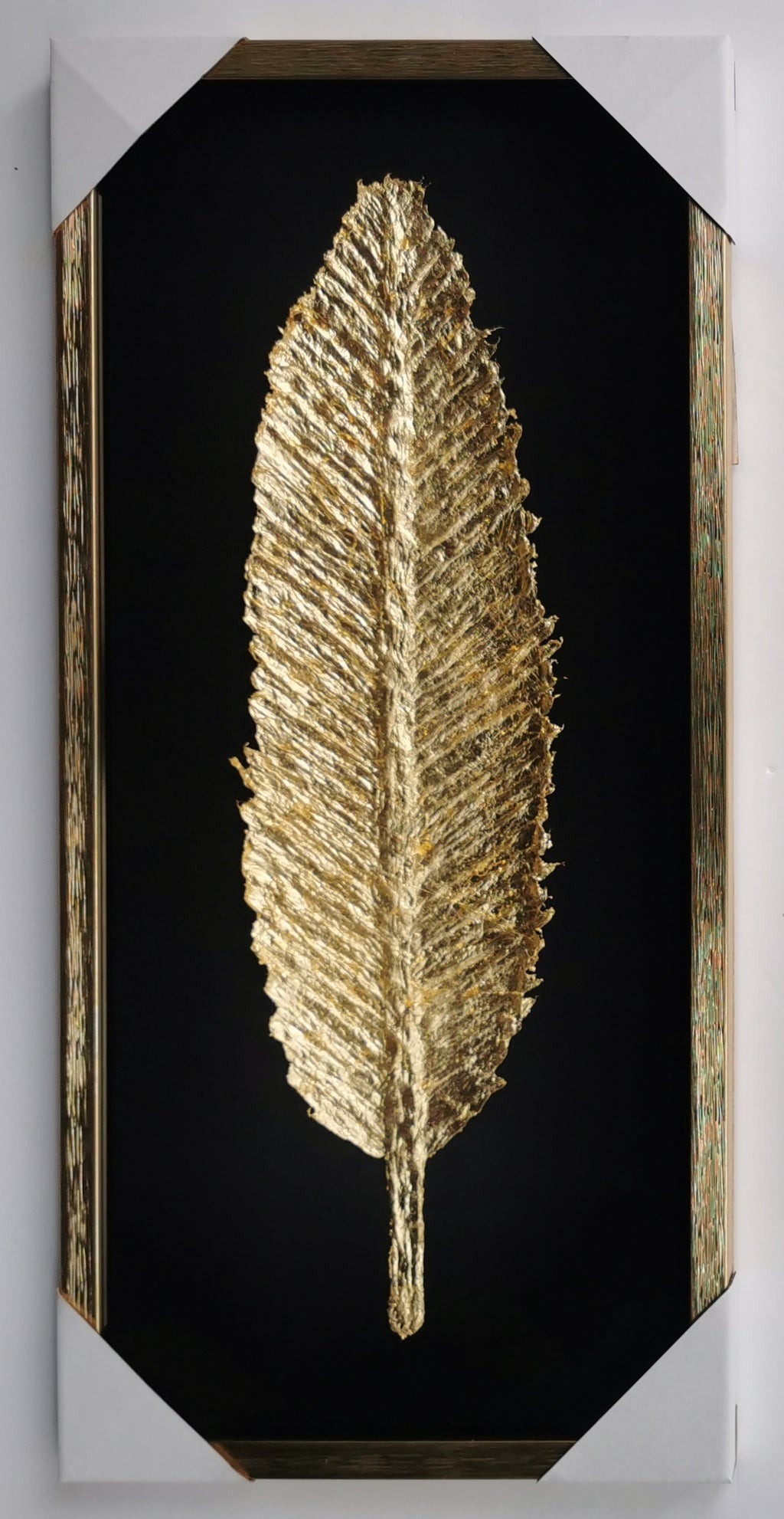 The Golden Glittered Feather Shadow Box