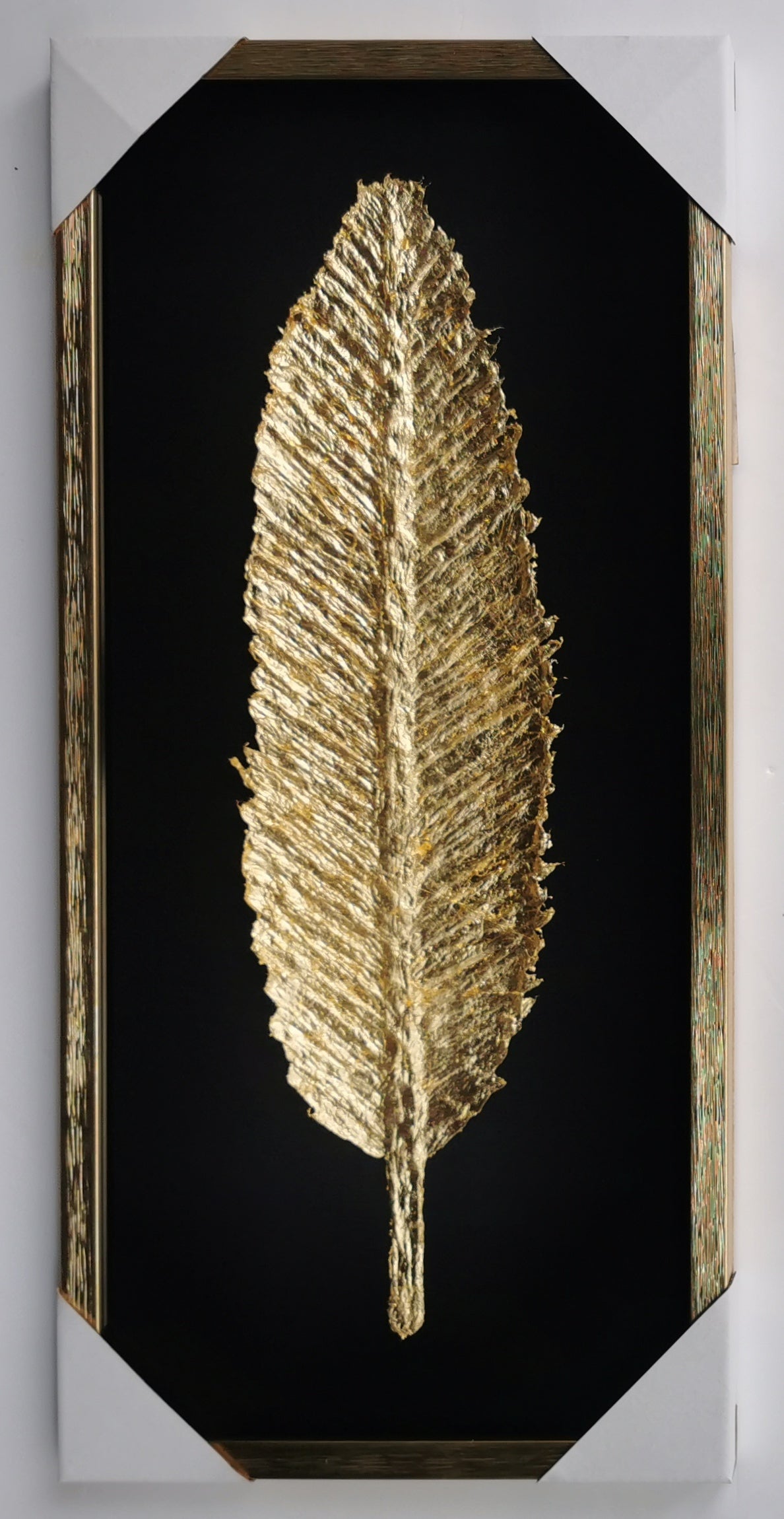 The Golden Glittered Feather Shadow Box