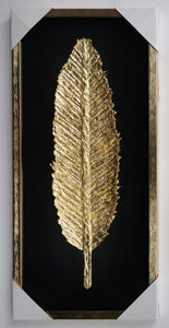 The Golden Glittered Feather Shadow Box