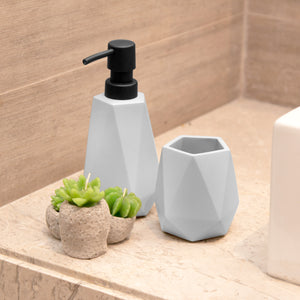 Concrete Diamond Cut Soap Dispenser and Toothbrush Holder