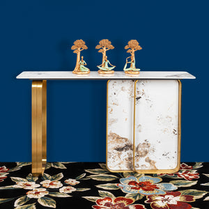 The Floating Rock Console Table - Gold (Stainless Steel)
