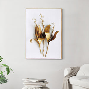 Printed Golden Leaves Framed Canvas Print