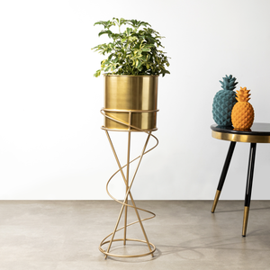On-Trend Abstract Gold Planter - Modern Metal Planter - Big
