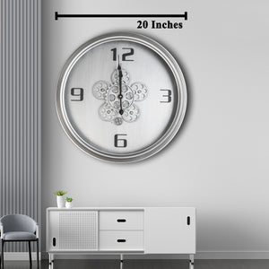 Ivory & black Rim Classic Wall Clock With Moving Gear Mechanism
