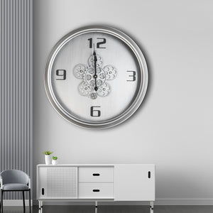 Ivory & black Rim Classic Wall Clock With Moving Gear Mechanism