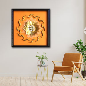 Radiant Delight Orange Shadow Box Wall Decoration Piece