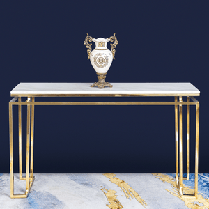 The Square Piped Marble Top Console Table