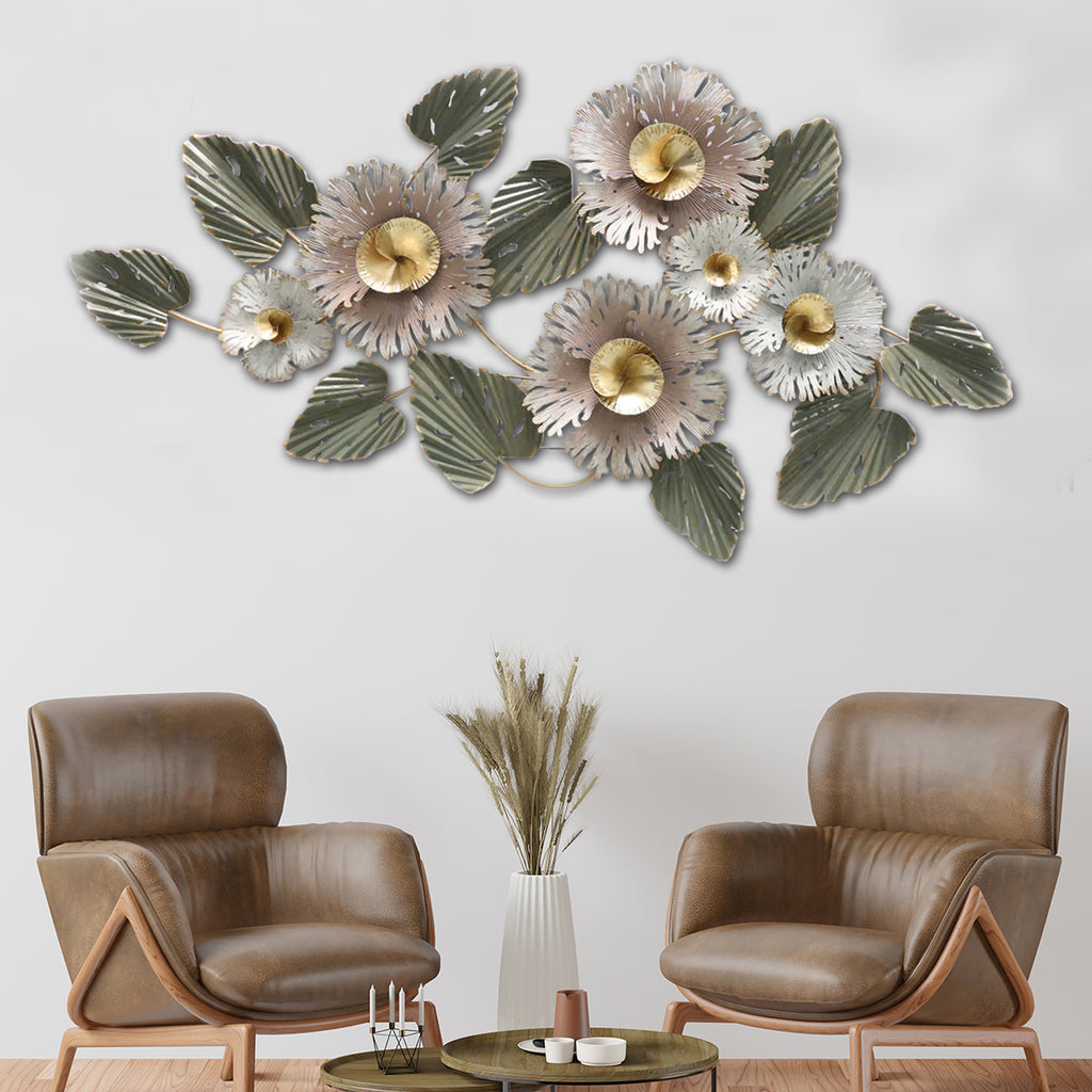 Madison Floral Affair Metal Art for Wall - Gold Foil Work