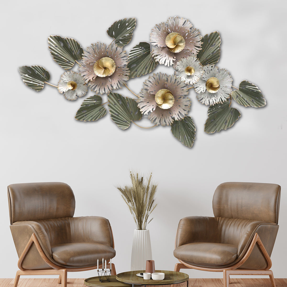 Madison Floral Affair Metal Art for Wall - Gold Foil Work