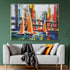 Sunset at Brooklyn Bridge Handpainted Wall Art (With Outer Floater Frame)