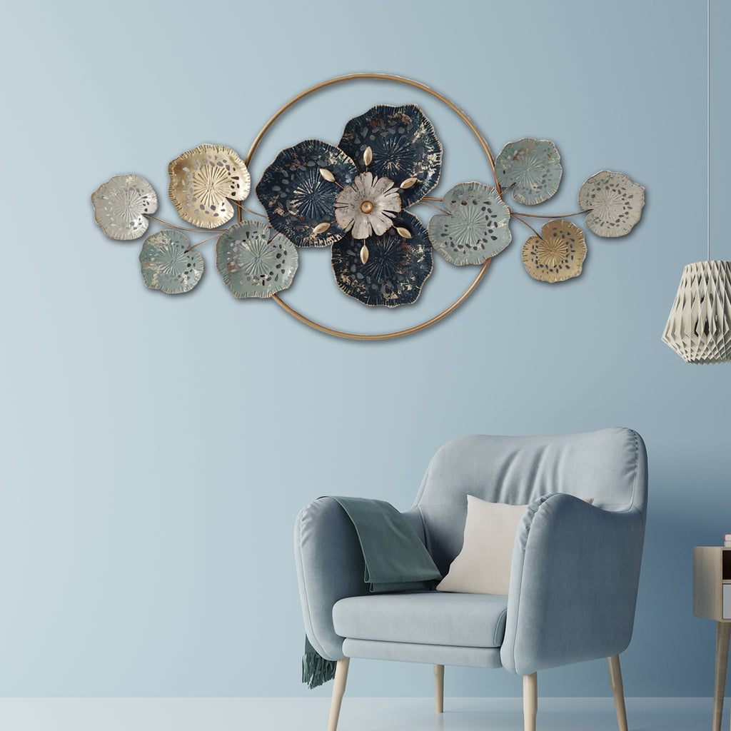 Manila Decorative Floral Bail Metal Art Wall Decoration -  Gold Foil Work