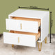 Pearly White and Gold Storage Accent Side Table