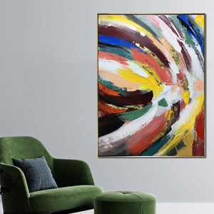 Swiss Pallete Abstract Hand painted Wall Painting (With Outer Floater Frame)