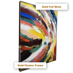 Swiss Pallete Abstract Hand painted Wall Painting (With Outer Floater Frame)