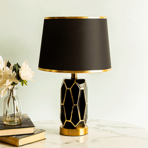 Carter Faceted Body Ceramic Table Lamp ( Small ) - Black