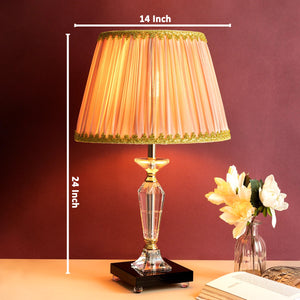 Slick & Sleek Classic Stainless Steel Crystal Lamp with Fabric Shade