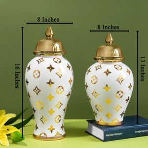 Splendid Starburst Decorative Ceramic Vase - Pair