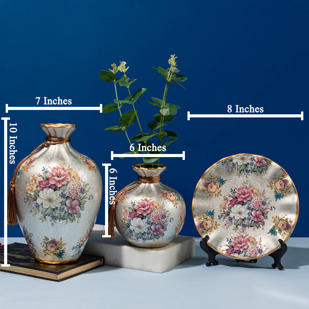 Splendour of Flowers Decorative Vases and Showpieces - Set of Three