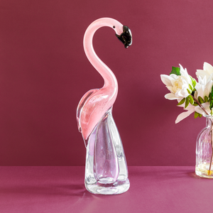 The Pink Flamingo Handblown Glass Decorative Showpiece - Big
