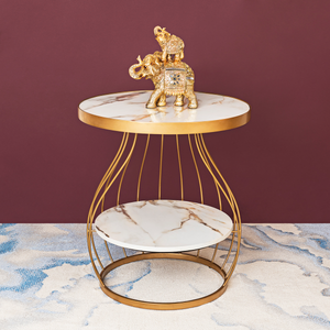 Mystical Allure Marble and Gold Side Table
