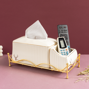 Gilded Ivory Home Ceramic Multipurpose Organizer