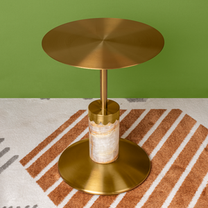 Picasso Jade Marble & Stainless Steel Accent Table