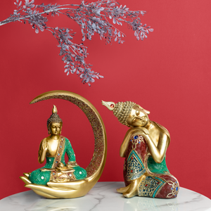 Tranquillity Inspiring Buddha Showpiece For Table - Set Of 2