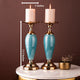 The Colonial Jade and Gold Decorative Candle Stand - Set of 2