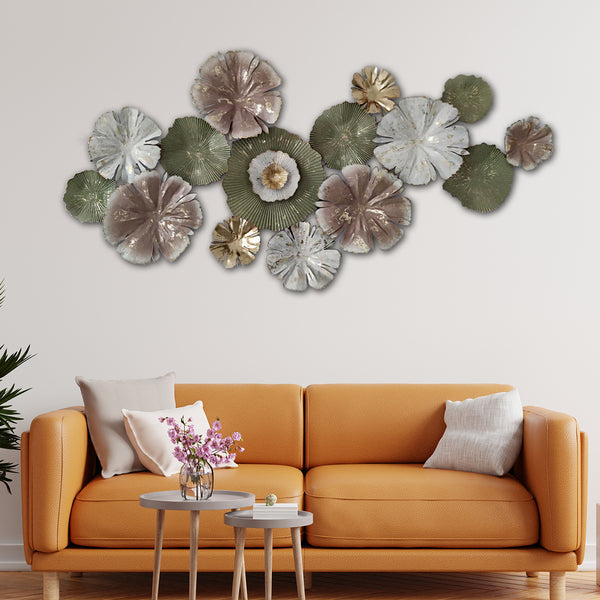 The Floral Ecstasy Metal Art Wall Decoration - Gold Foil Work