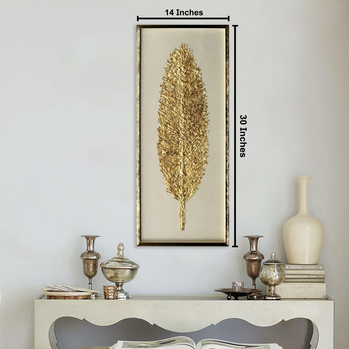 The Golden Feather Shadow Box Wall Decoration Piece
