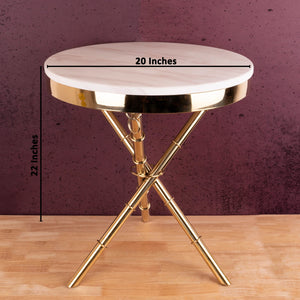 The Golden Ribbed Criss Cross Accent Side Table (Stainless Steel)