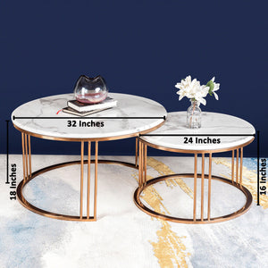 The Mystique Tube Set of 2 Nesting Coffee Table - Rose Gold (Stainless Steel)