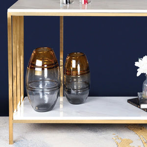 The Square Piped Double Decker Console Table - Gold (Stainless Steel)