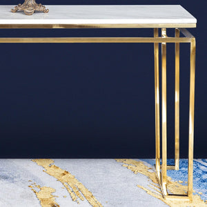 The Square Piped Marble Top Console Table - Gold (Stainless Steel)