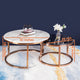 The Umami Nesting Coffee Table Set of 2 - Rose Gold - Black & White Stone Combo (Stainless Steel )