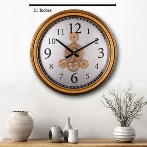 The Vintage Central Decorative Wall Clock With Moving Gear Mechanism